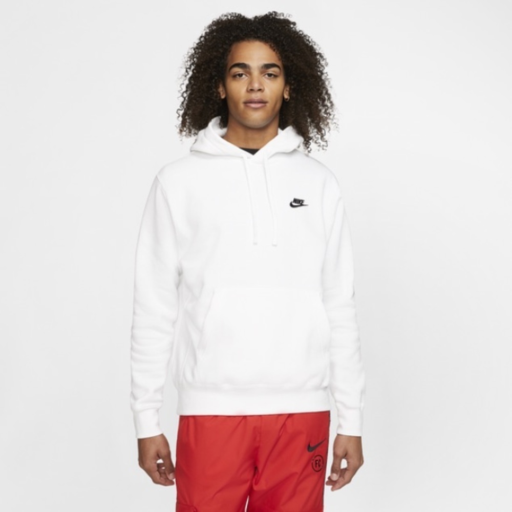 Nike unisex White Hoodie with Black Logo - size large